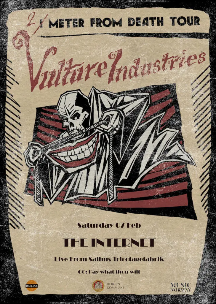 Vulture Industries @ Salhus Tricotagefabrik Poster small Vulture Industries stream concert Dark Essence Records